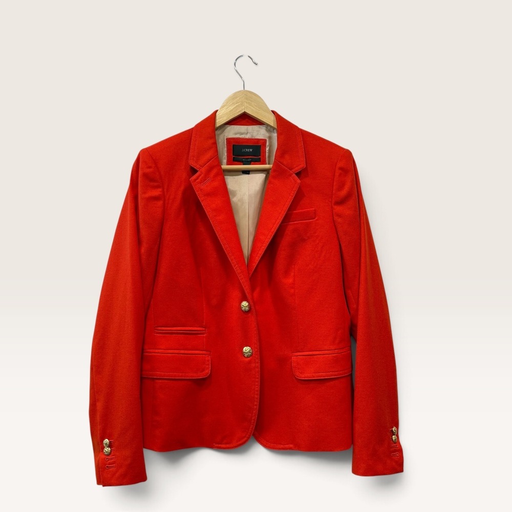 J.Crew Schoolboy Red Wool Blazer Gold Crest Buttons Size 12 - Picture 2 of 10